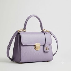 Lilac Textured Leather Top Handle Crossbody Bag