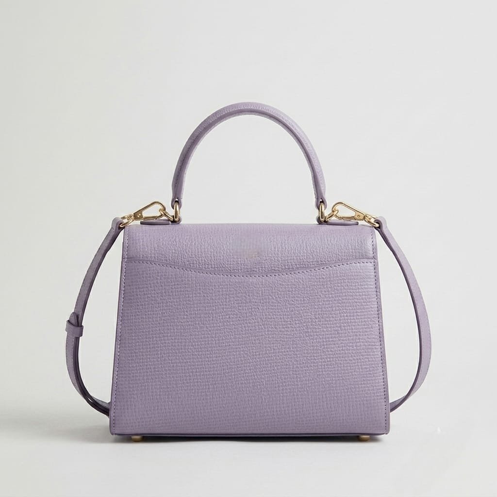 Lilac Textured Leather Top Handle Crossbody Bag - Image 4