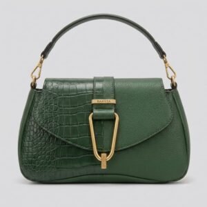 Emerald Green Dual-Texture Handbag