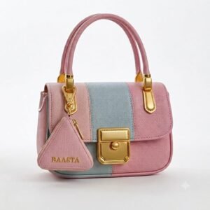 Pastel Pink & Powder Blue Dual-Tone Handbag