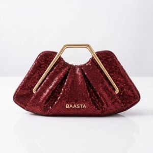 Red Hexagon Sequins Clutch