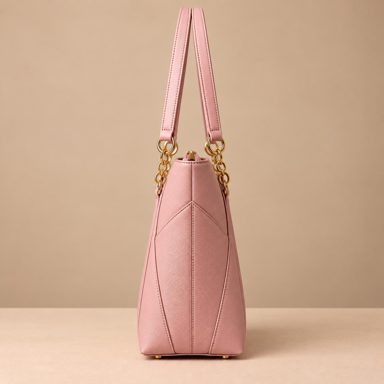 Blush Pink Textured Tote Bag - Image 3