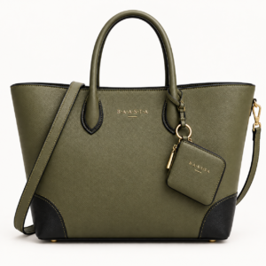 Green and Black Textured Tote Bag
