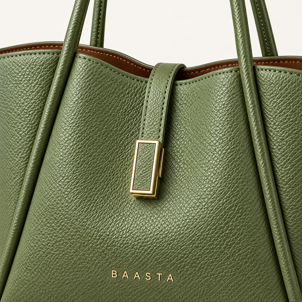 Olive Green Textured Tote Bag - Image 4