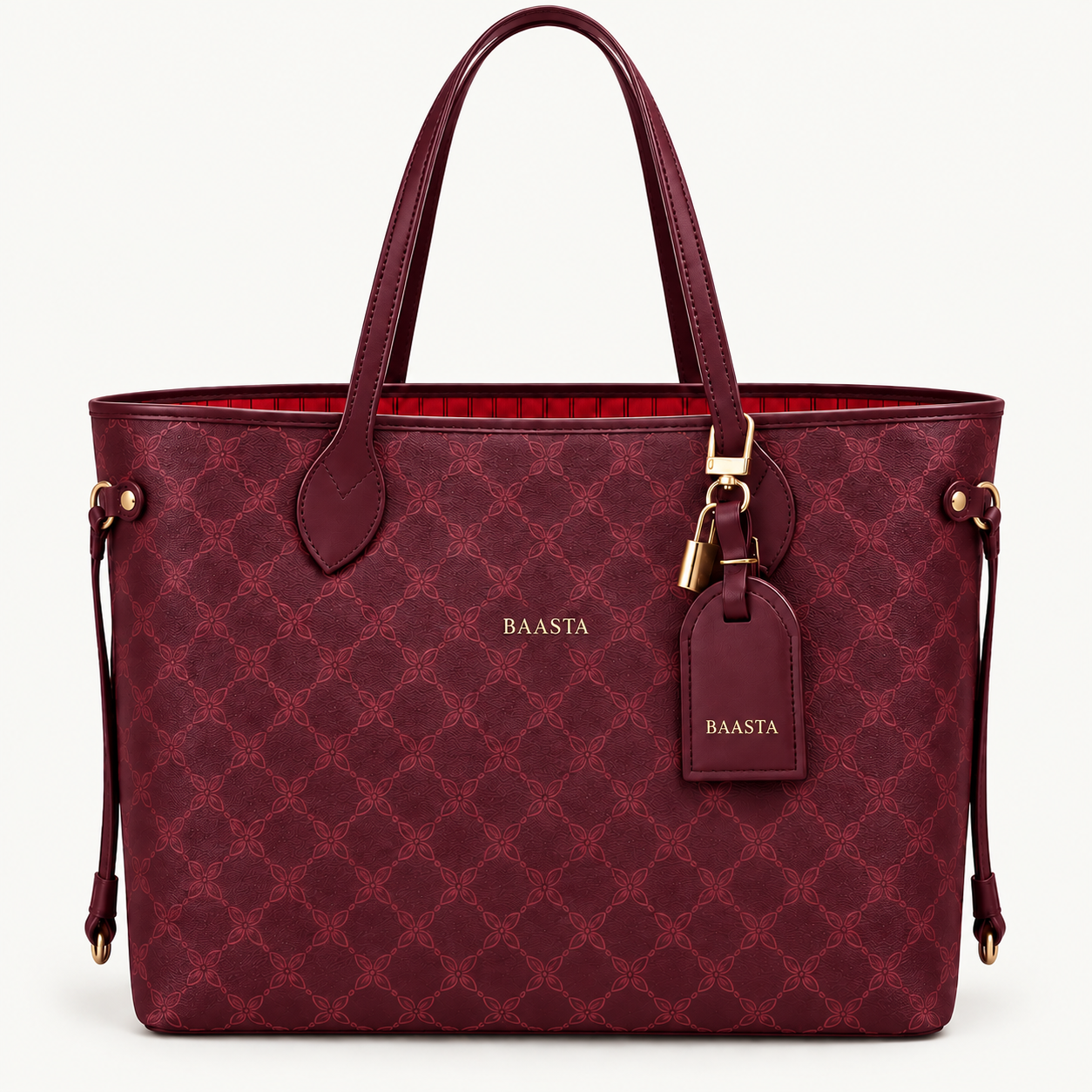 Burgundy Textured Tote Bag