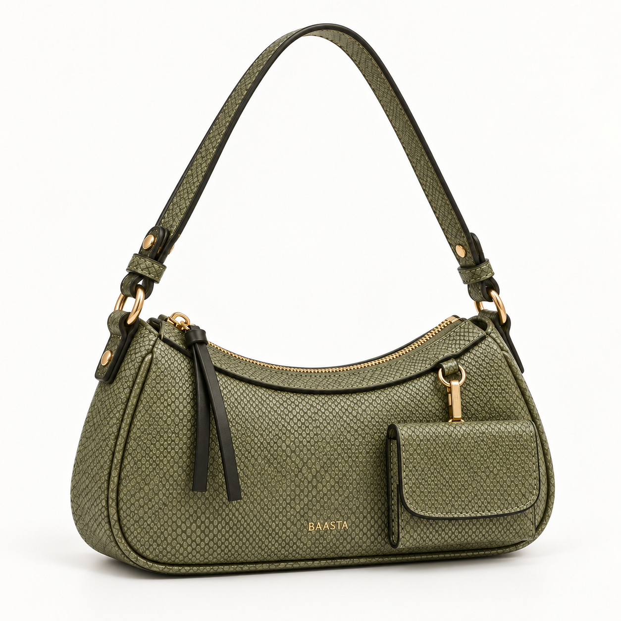 Olive Textured Pocket Shoulder Bag - Image 2