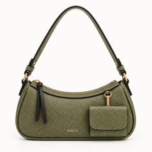 Olive Textured Pocket Shoulder Bag