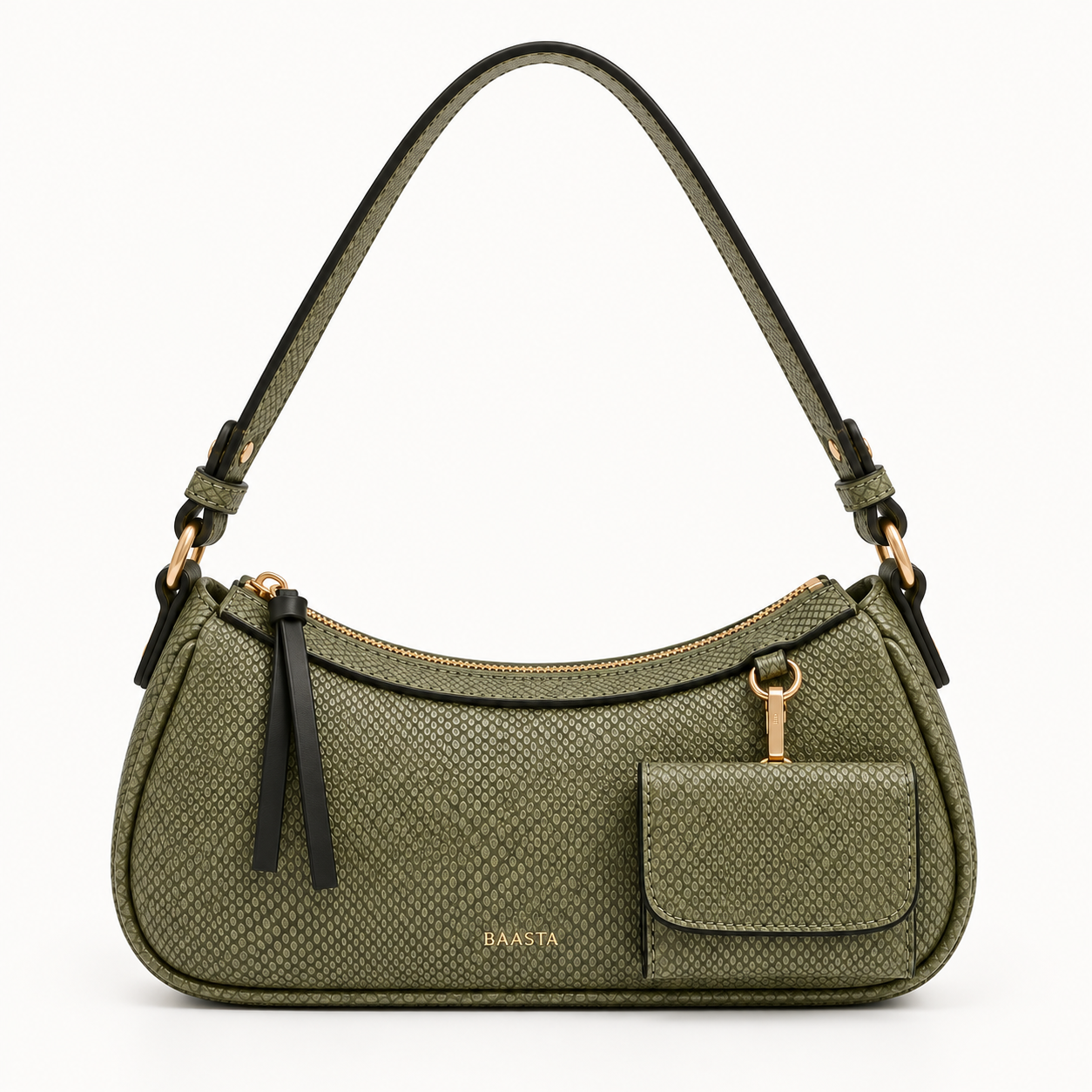 Olive Textured Pocket Shoulder Bag