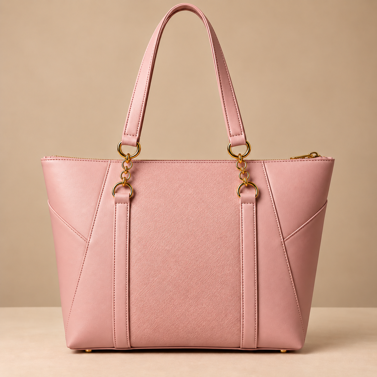 Blush Pink Textured Tote Bag - Image 5