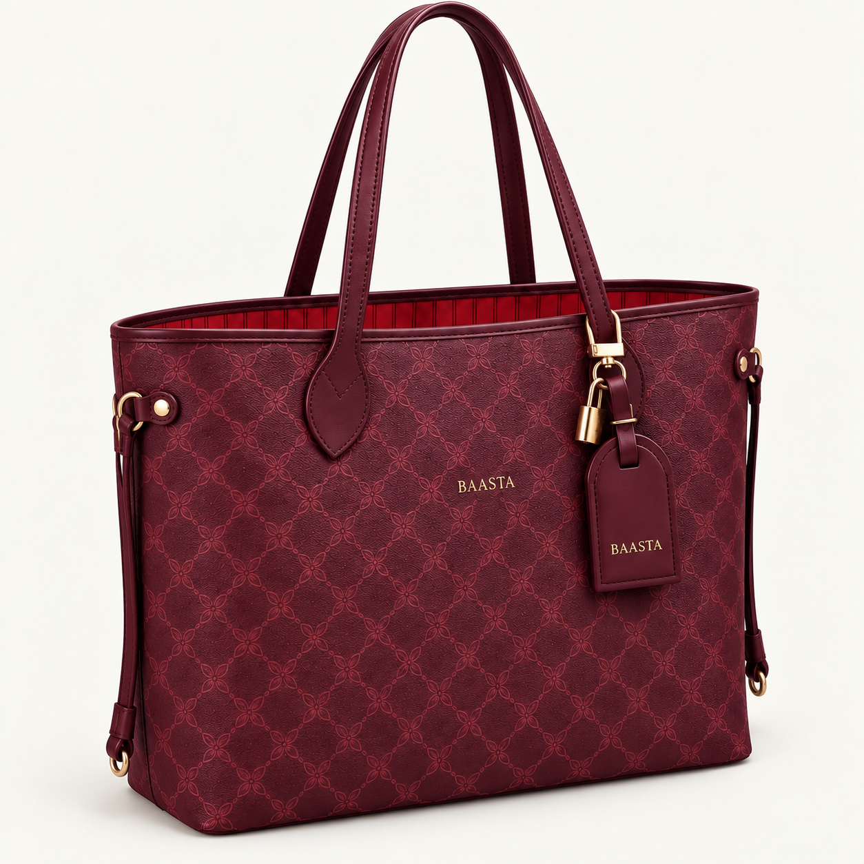 Burgundy Textured Tote Bag - Image 2