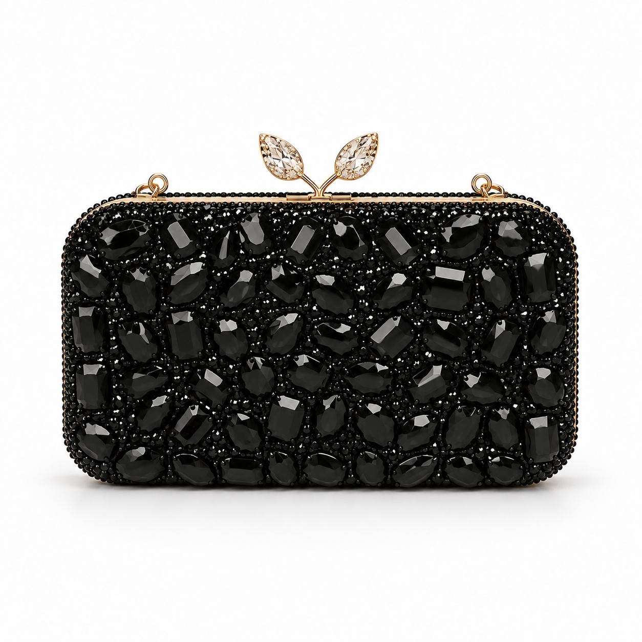 Black Crystal Stone Clutch - Image 4