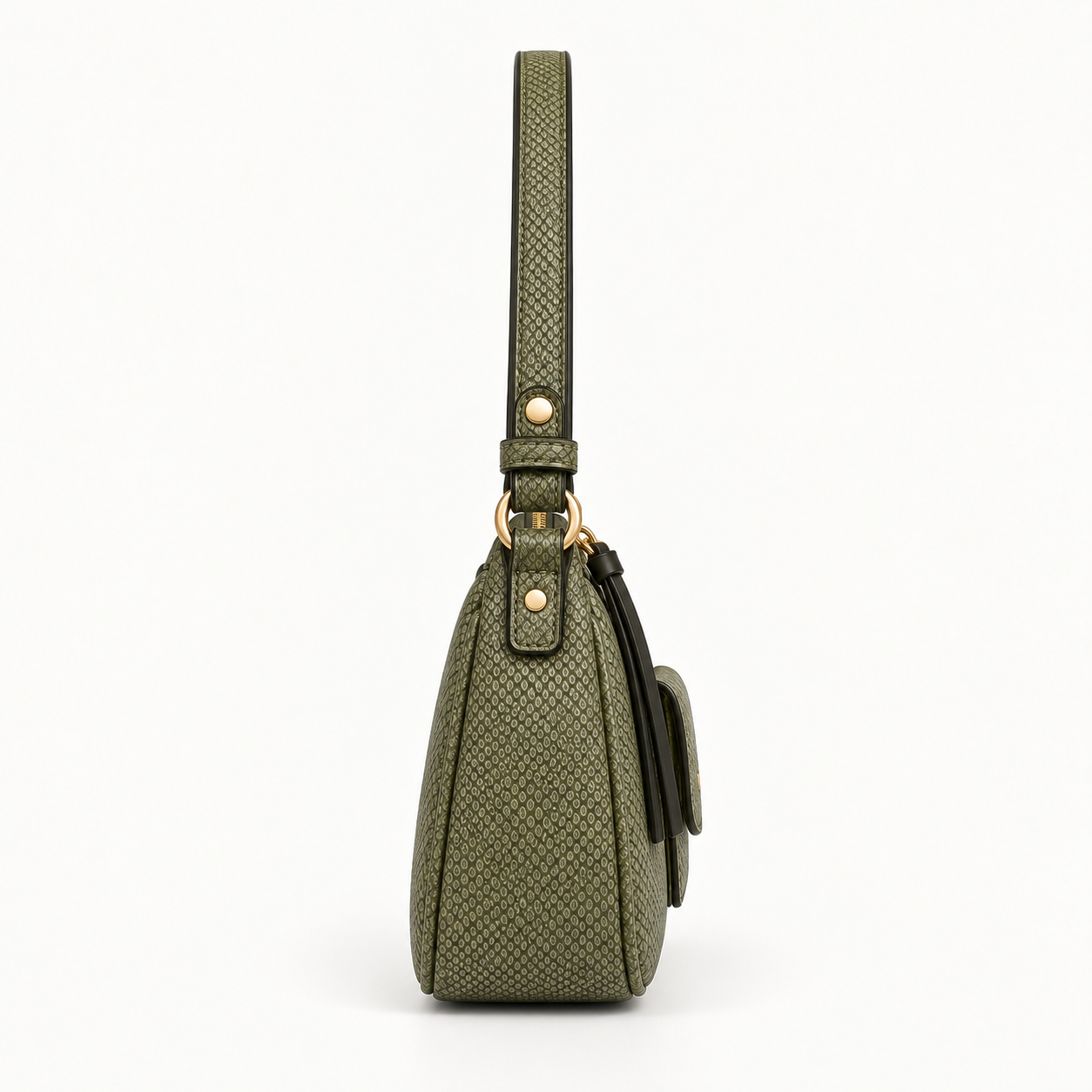 Olive Textured Pocket Shoulder Bag - Image 5