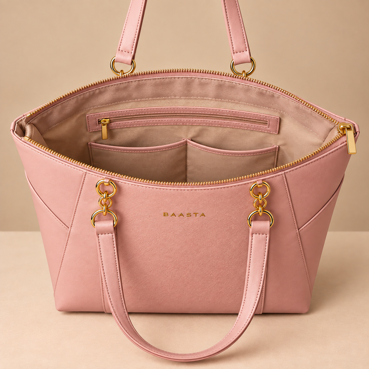 Blush Pink Textured Tote Bag - Image 4