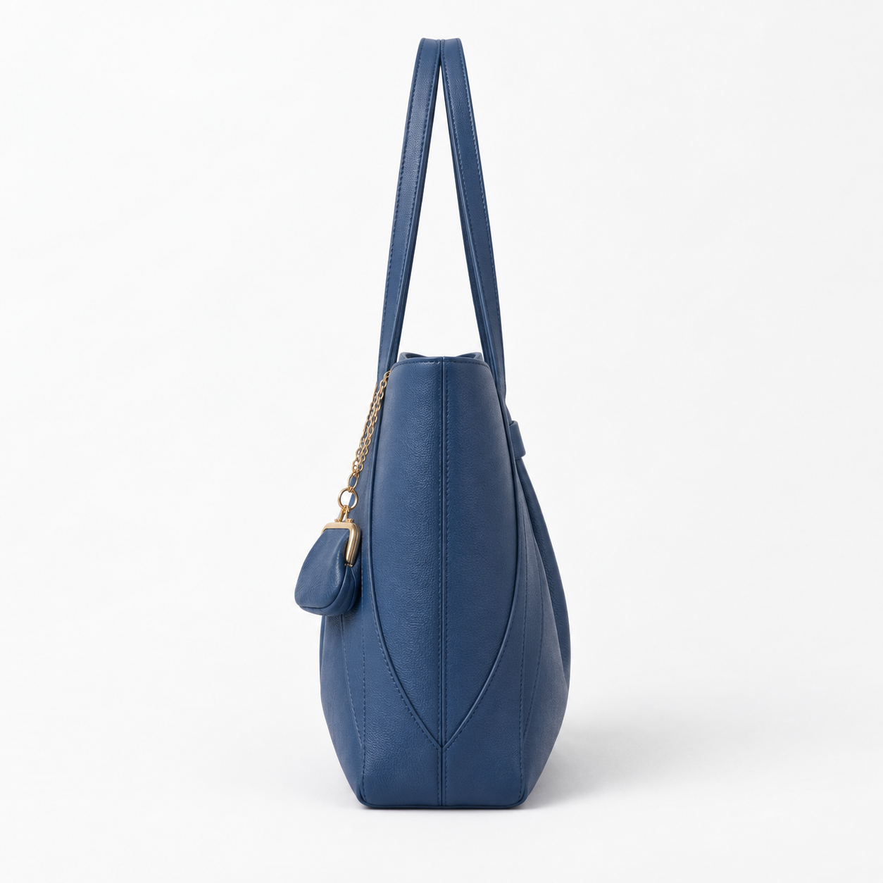 Royal Blue Pleated Charm Tote Bag - Image 3