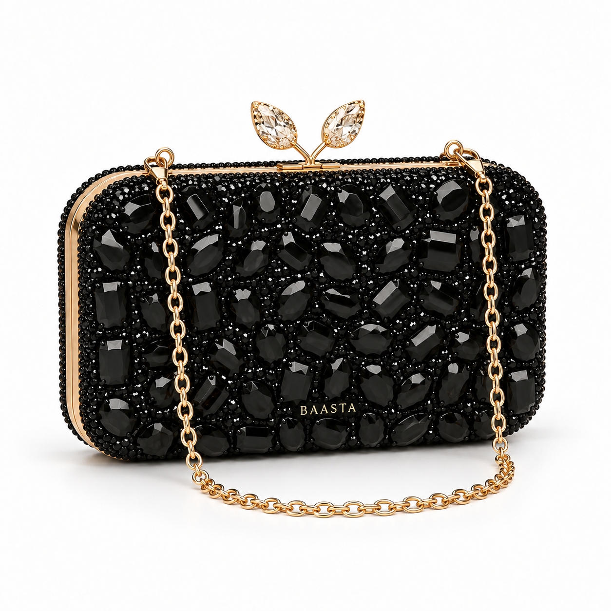 Black Crystal Stone Clutch - Image 2