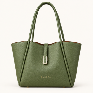 Olive Green Textured Tote Bag