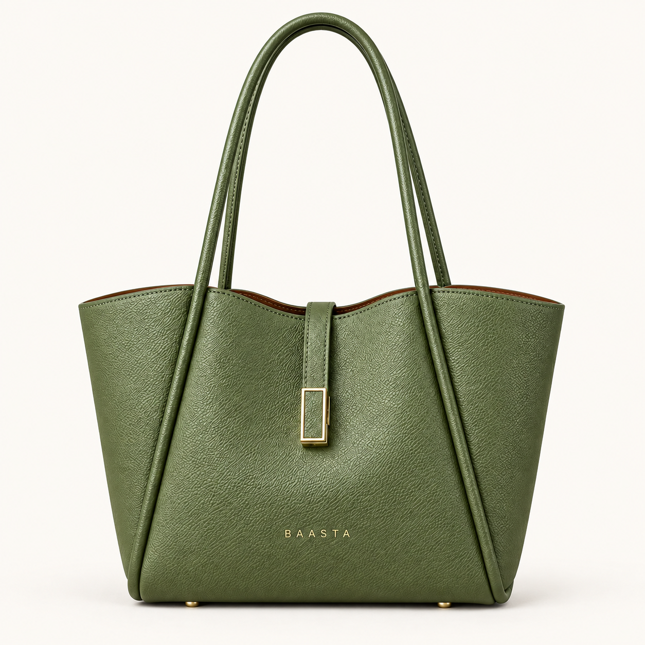Olive Green Textured Tote Bag