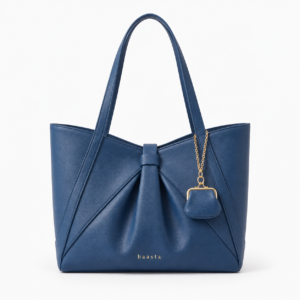 Royal Blue Pleated Charm Tote Bag