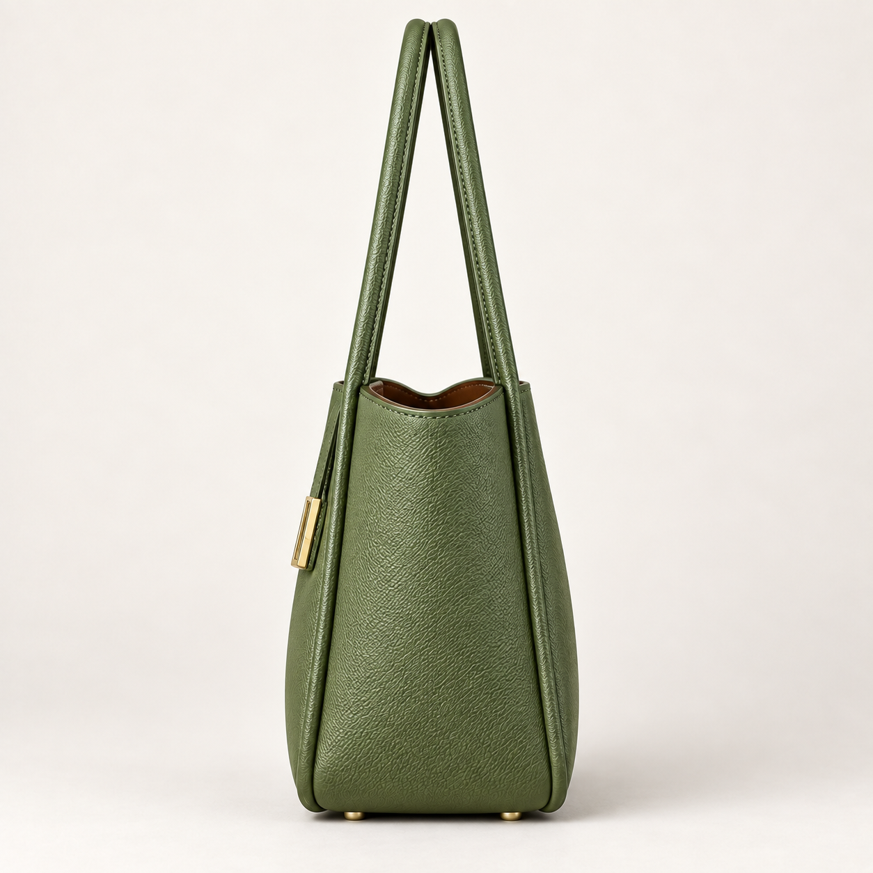 Olive Green Textured Tote Bag - Image 5