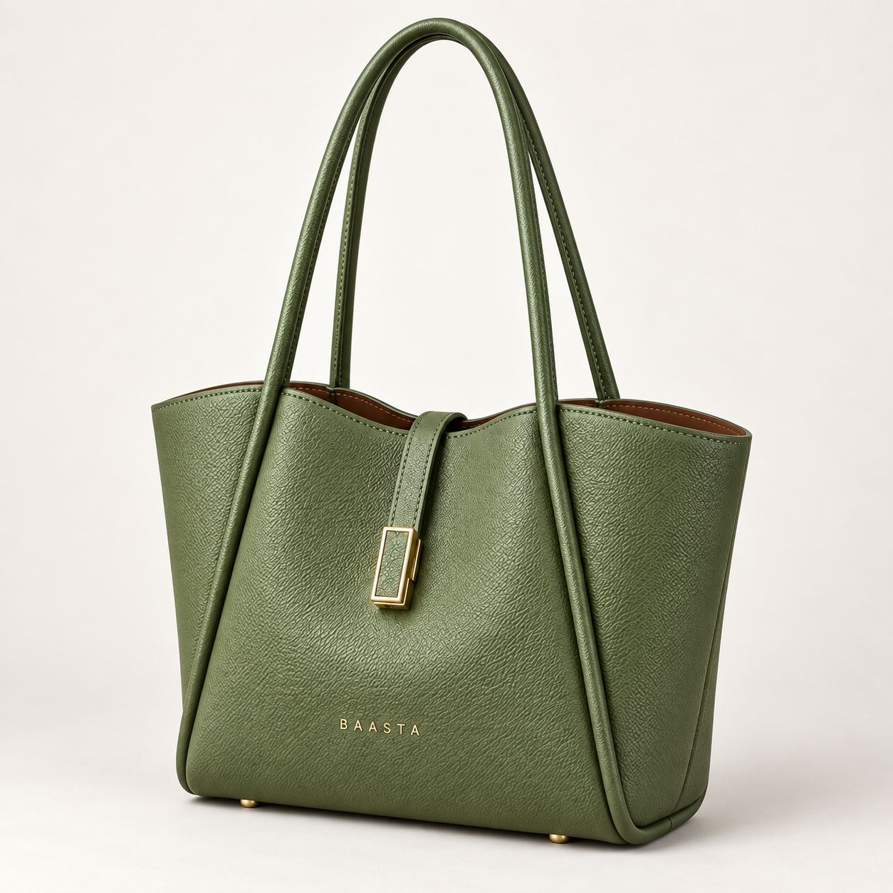 Olive Green Textured Tote Bag - Image 2
