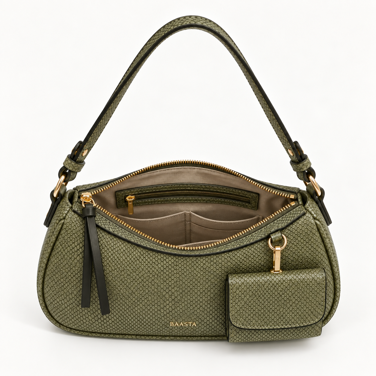 Olive Textured Pocket Shoulder Bag - Image 4