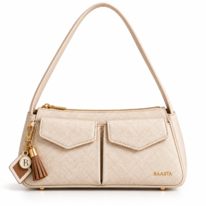 Beige Double Pocket Shoulder Bag