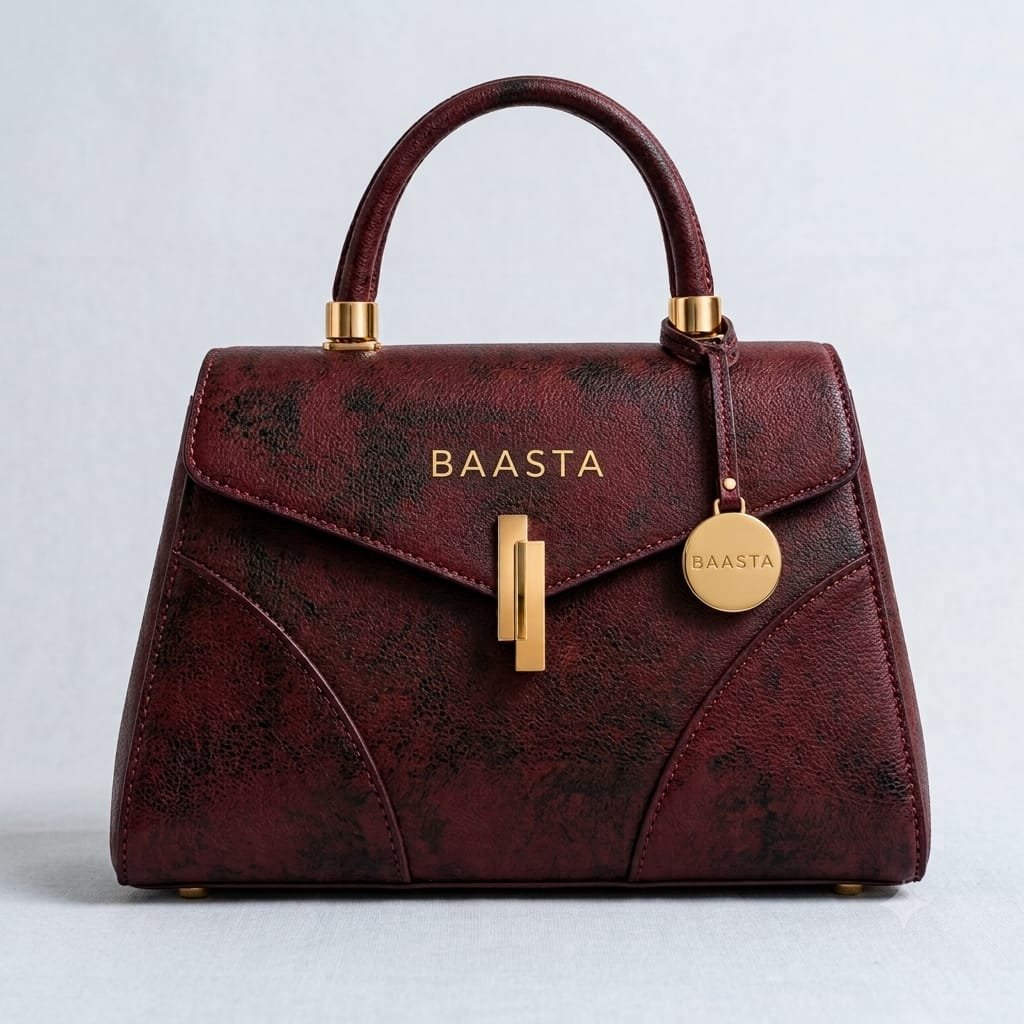 Burgundy Vintage Structured Handbag