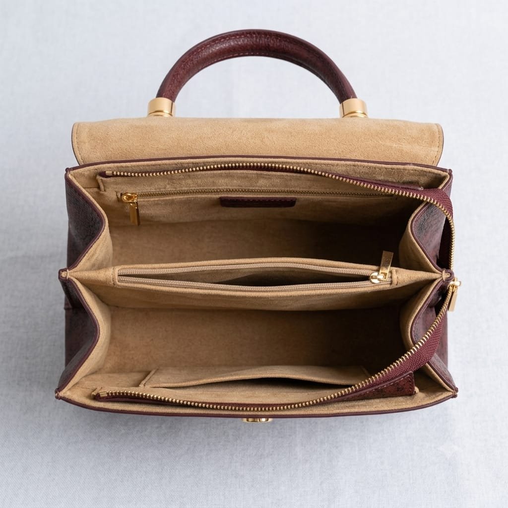 Burgundy Vintage Structured Handbag - Image 3