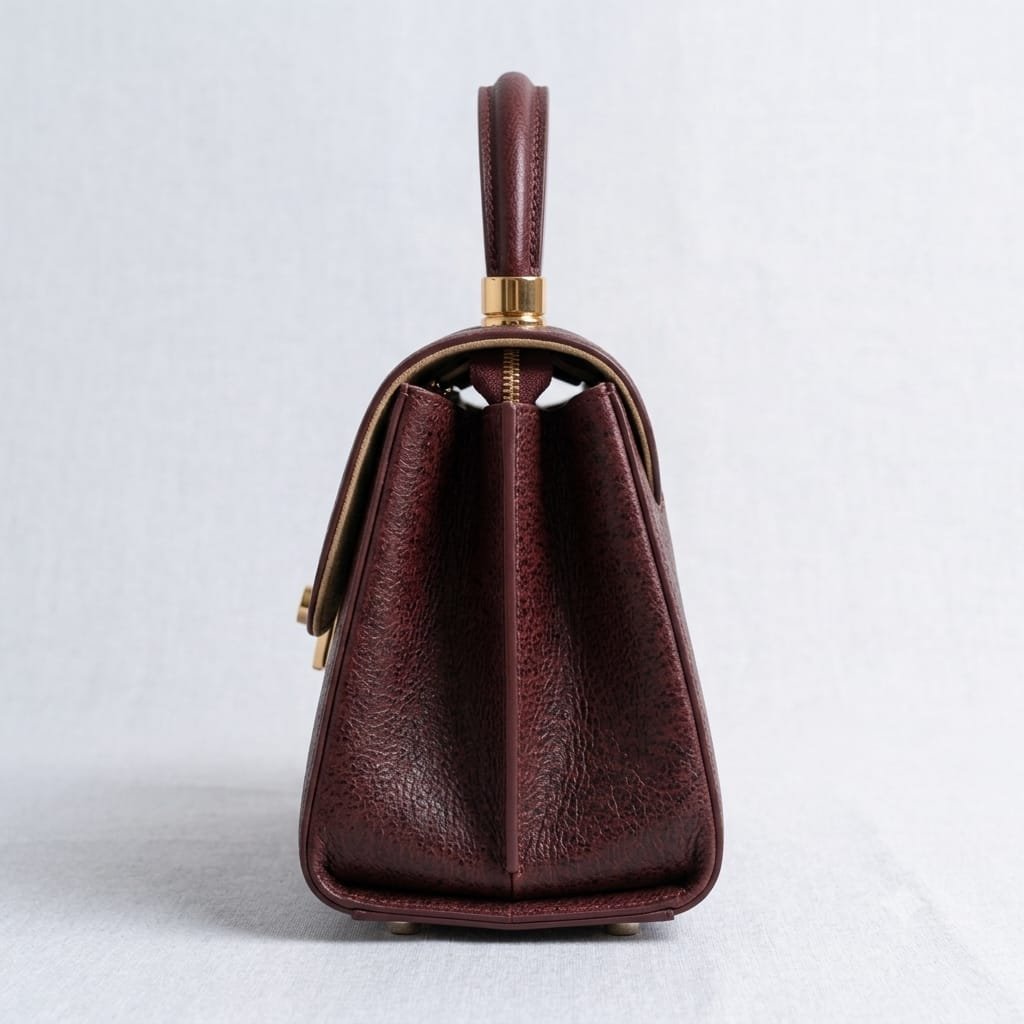 Burgundy Vintage Structured Handbag - Image 2