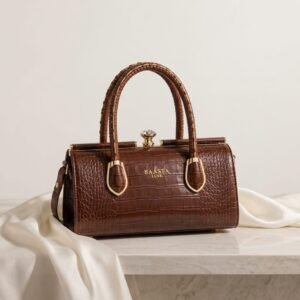 Brown Structured Handbag