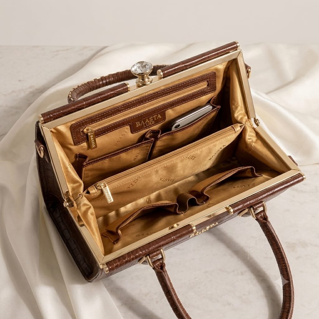 Brown Structured Handbag - Image 3