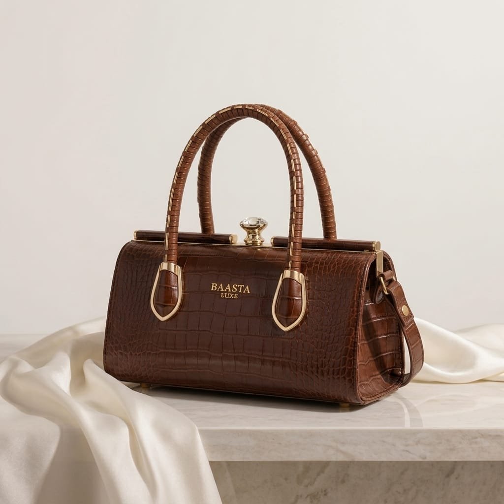 Brown Structured Handbag - Image 2