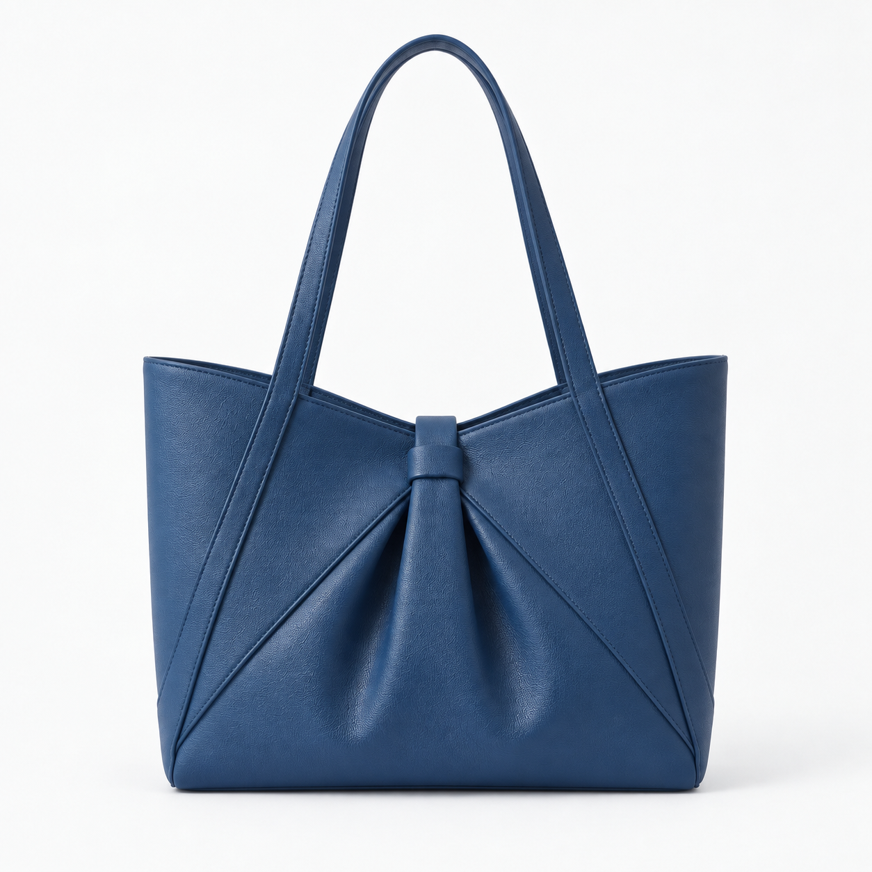 Royal Blue Pleated Charm Tote Bag - Image 6