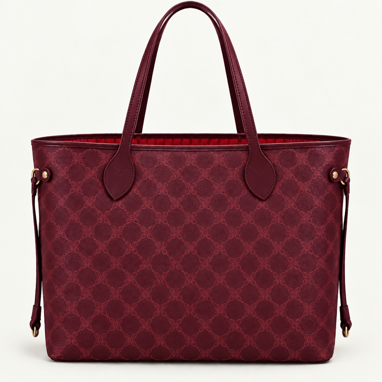 Burgundy Textured Tote Bag - Image 4