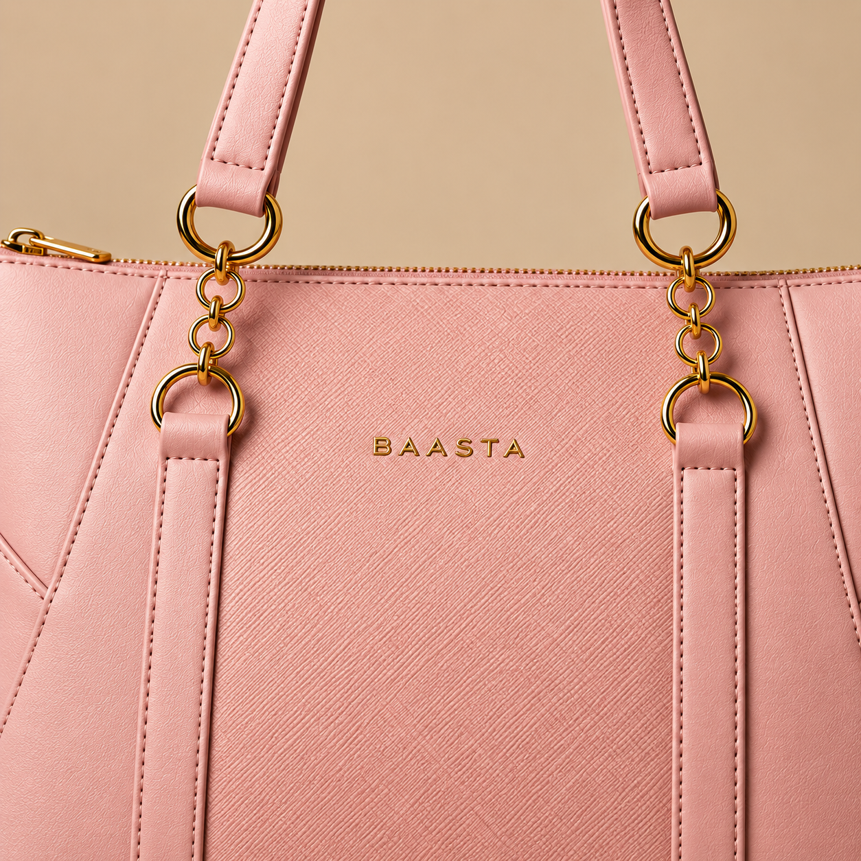 Blush Pink Textured Tote Bag - Image 6