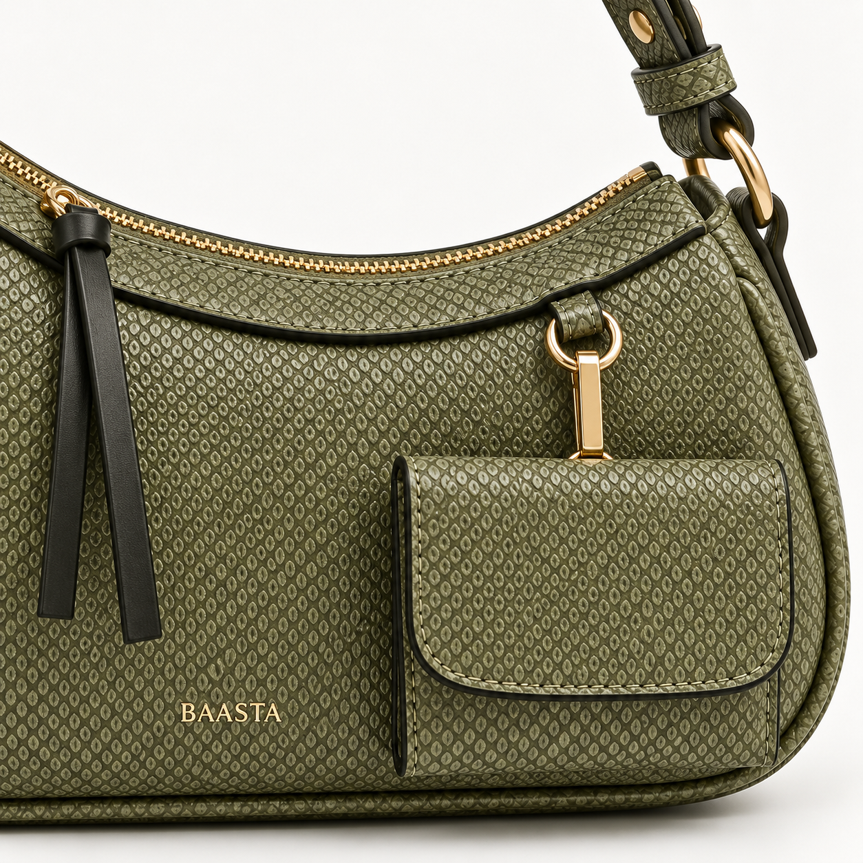 Olive Textured Pocket Shoulder Bag - Image 6