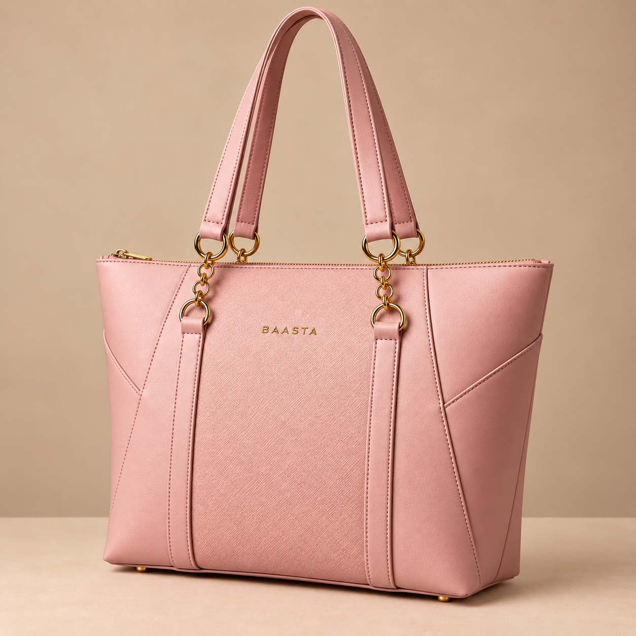 Blush Pink Textured Tote Bag - Image 2