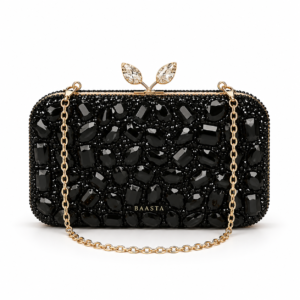 Black Crystal Stone Clutch