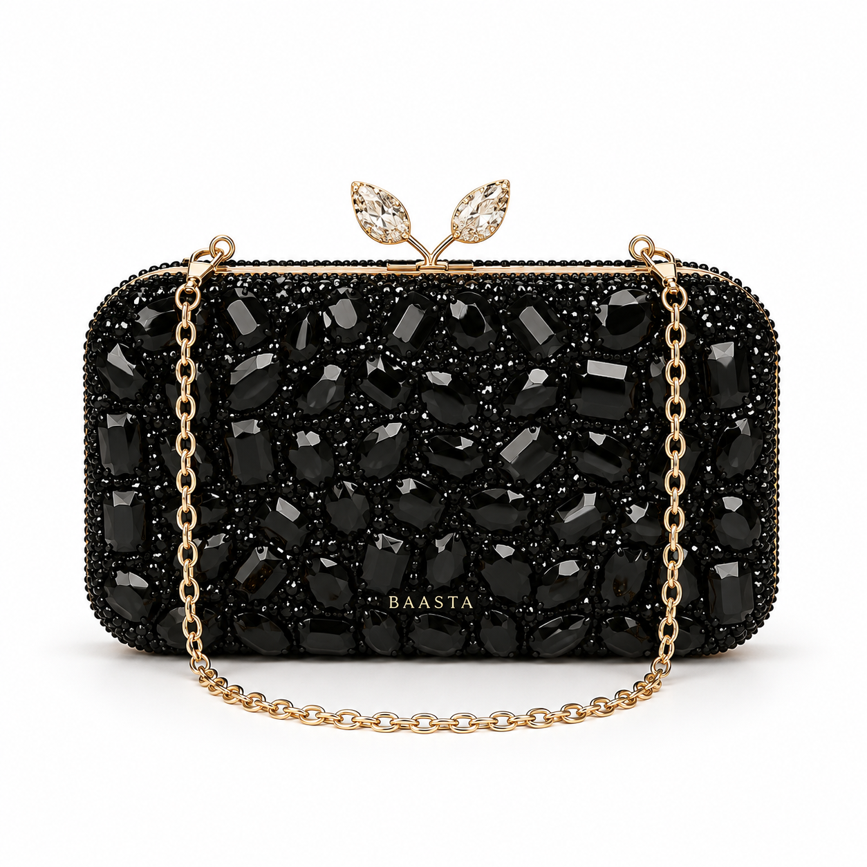 Black Crystal Stone Clutch
