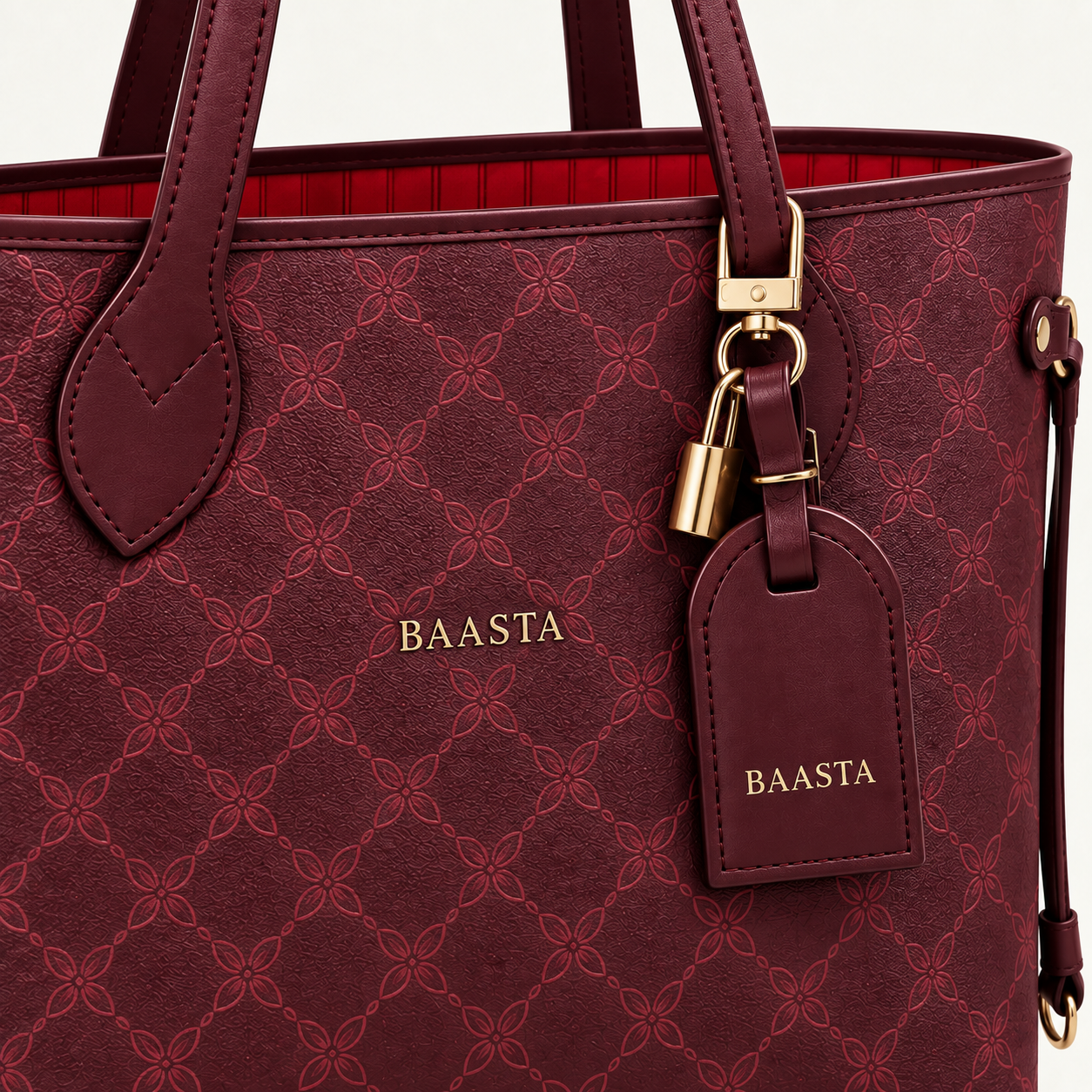 Burgundy Textured Tote Bag - Image 3