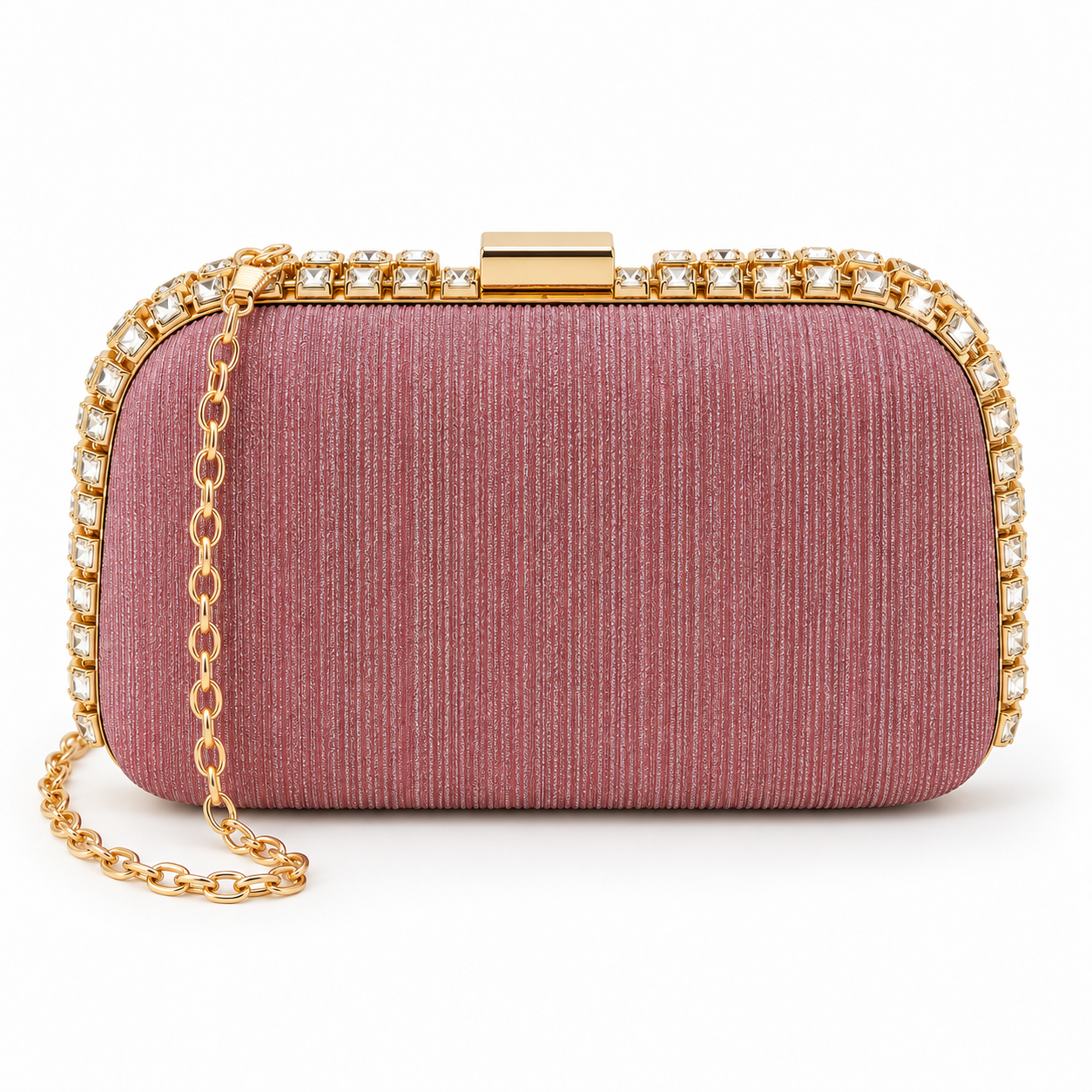 Rose Pink Rhinestone Clutch - Image 3