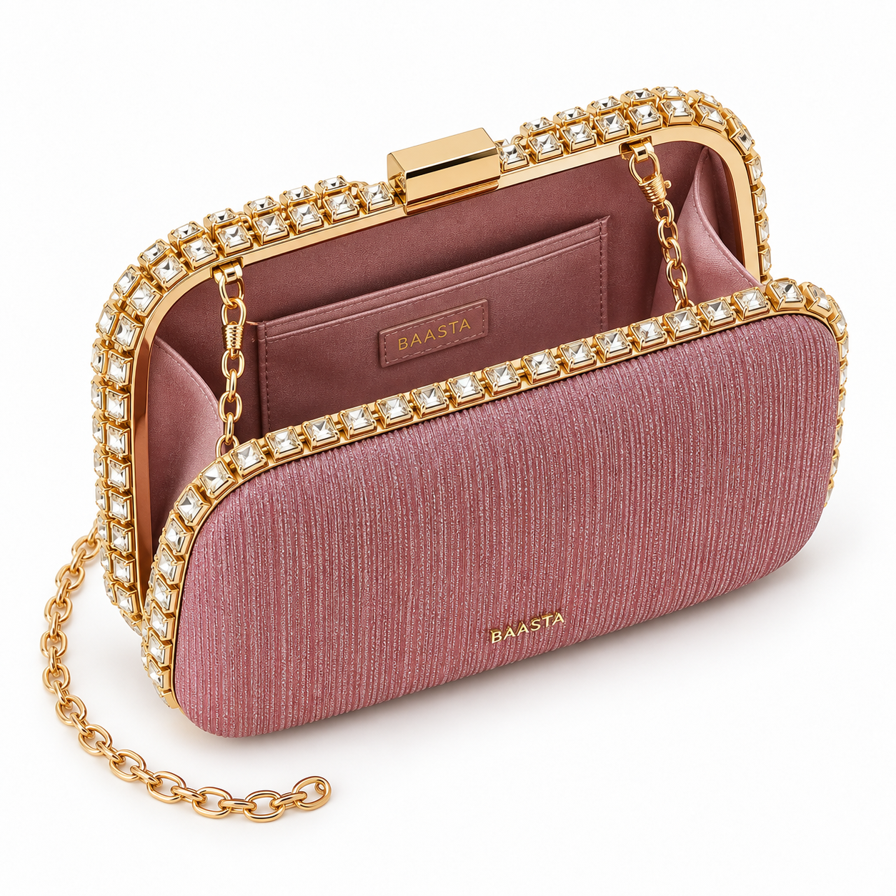 Rose Pink Rhinestone Clutch - Image 4