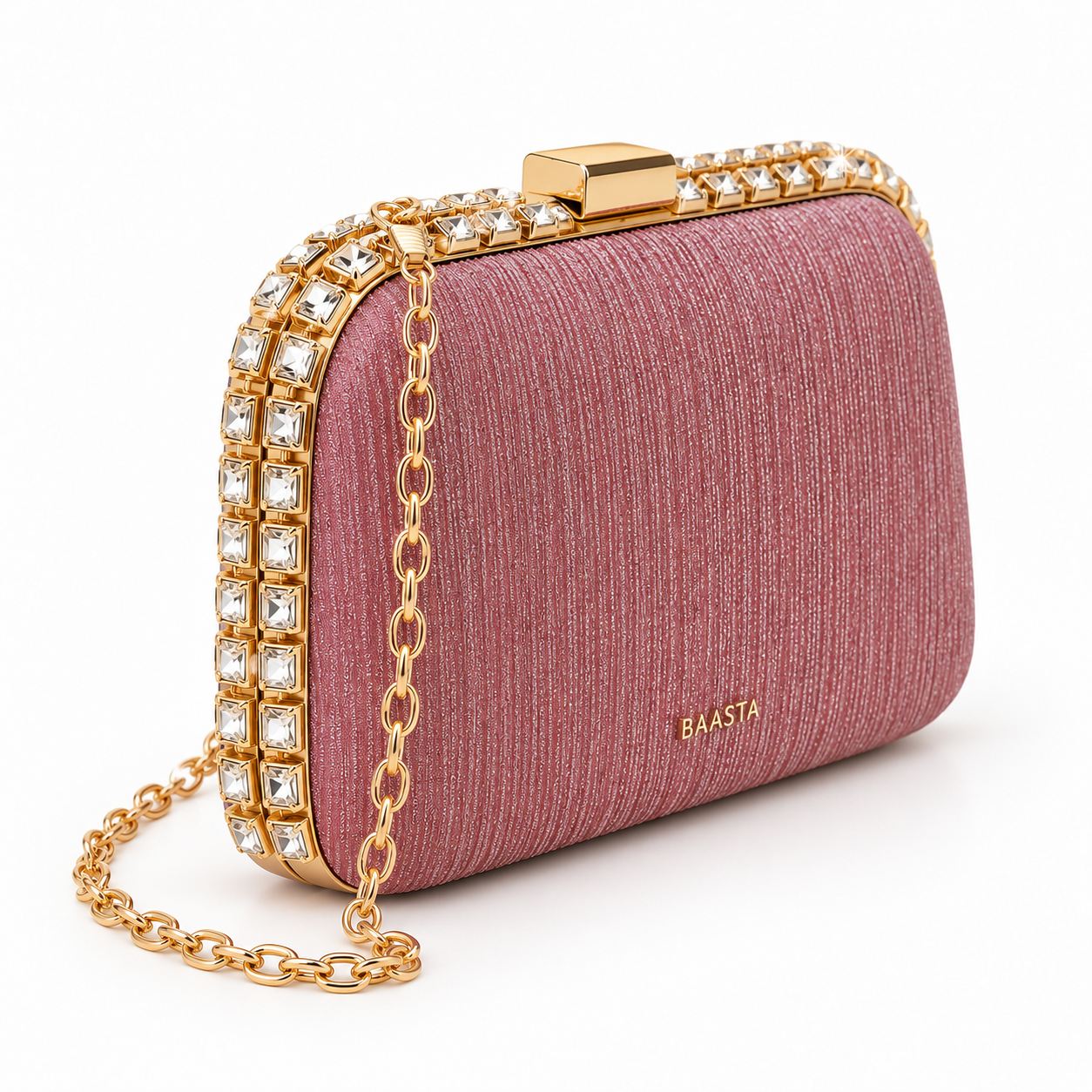 Rose Pink Rhinestone Clutch - Image 5