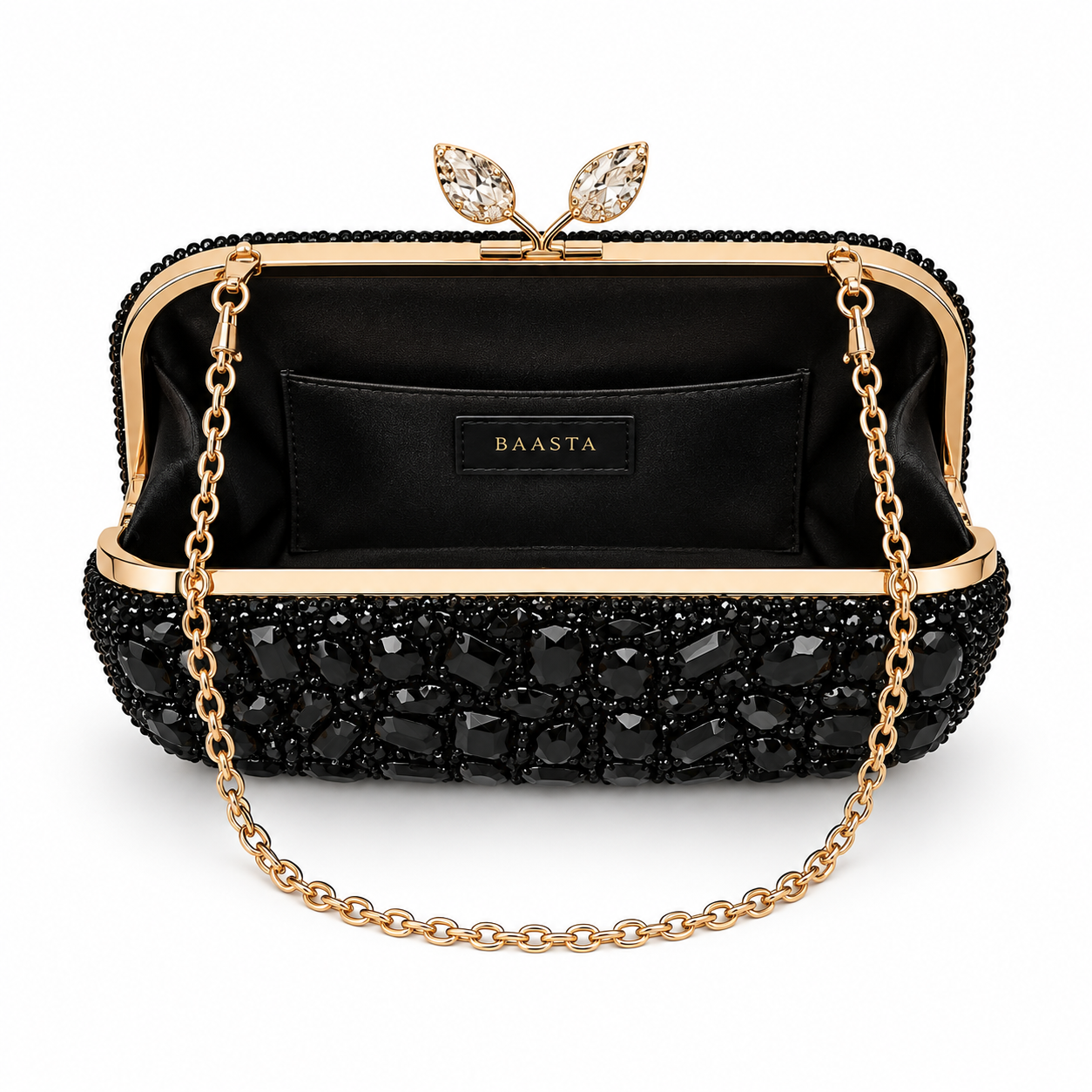 Black Crystal Stone Clutch - Image 5